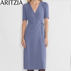 🇨🇦 Aritzia Wilfred Lulea Short Sleeve Chiffon Midi Wrap Dress
